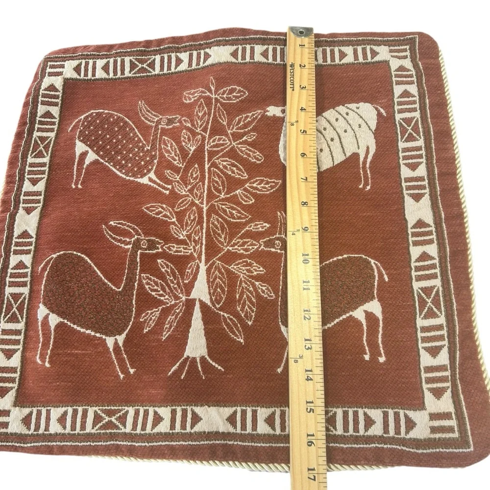 Animal llama print accent pillow covers no inserts terracotta 17”x18” set of 2